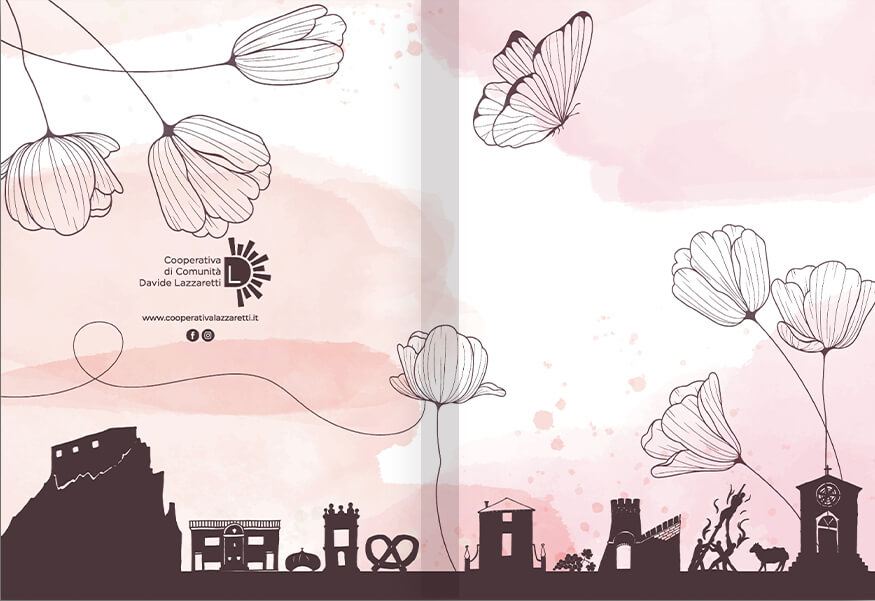 rosa skyline e fiori, grafica personalizzata